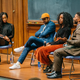 At Northwestern University, Britt Julious, left, moderates a panel of journalists Rembert Browne, Doreen St. Félix and Wesley Morris on Thursday. (second item)